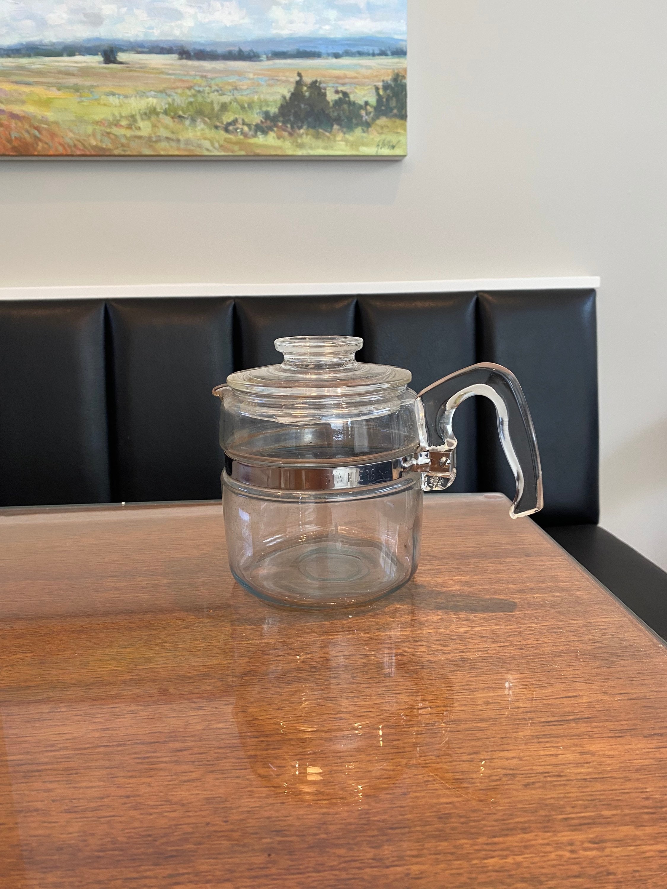 Pyrex 7754 B Percolator Stovetop Glass Coffee Pot 2-4 Cup Complete USA  Vintage