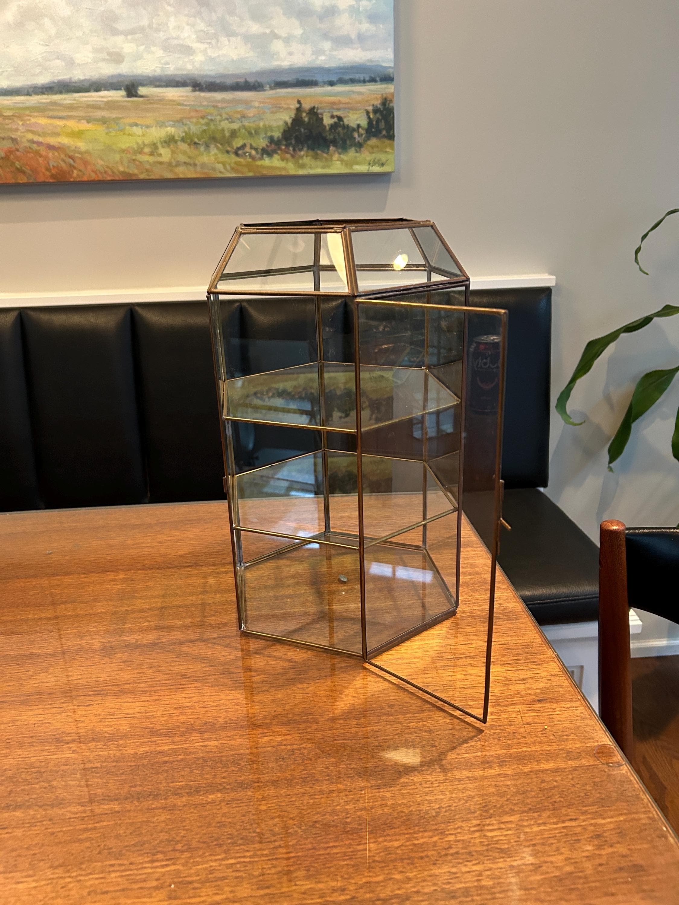 Vintage Brass Glass Shelves Display - Etsy