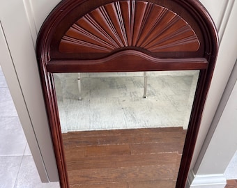 Vintage Wood Framed Bombay Company Mirror, Sunburst Mirror, Vintage Mirror for Bathroom  38”x18”