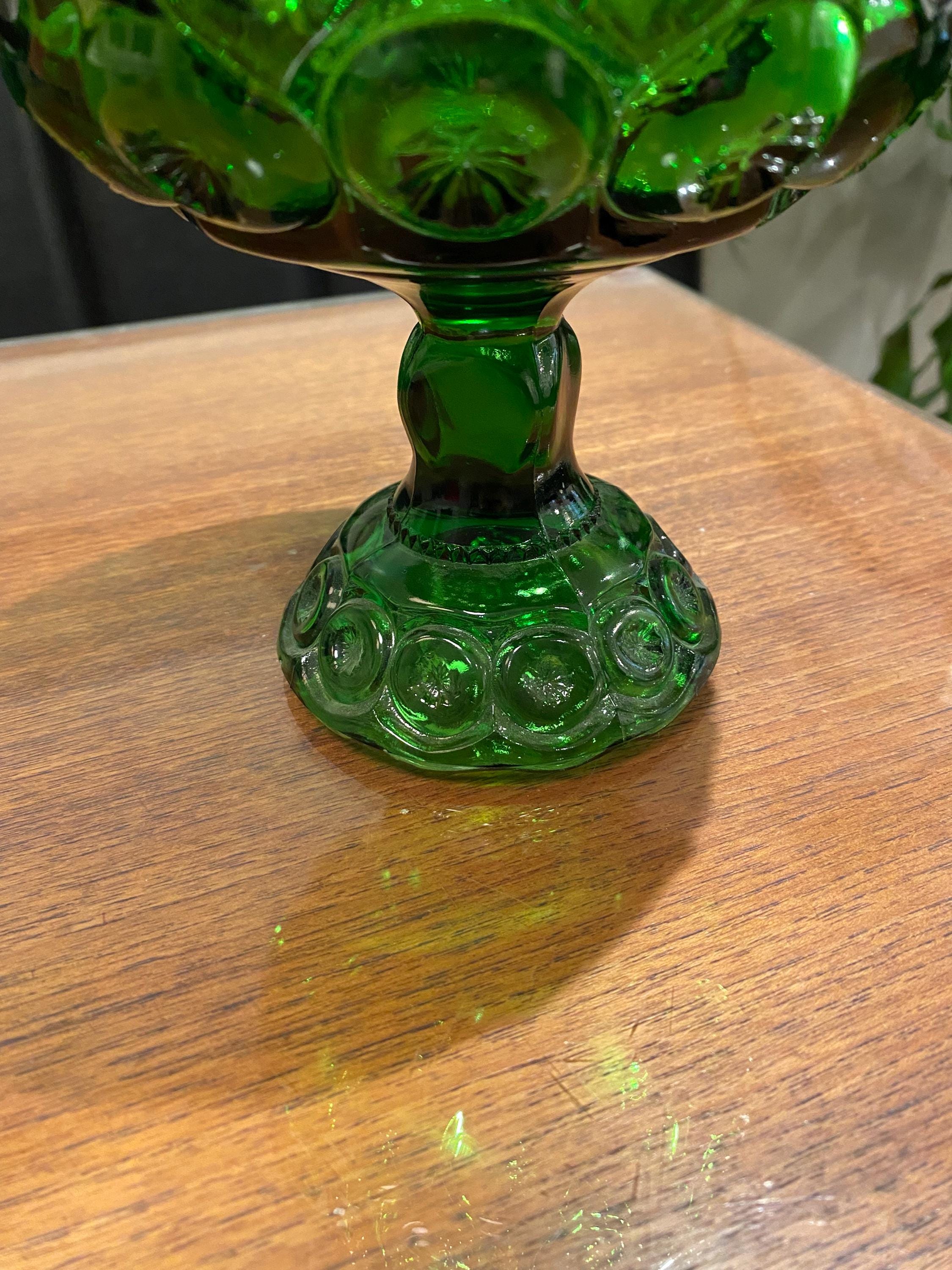 Vintage LE Smith Moon and Stars Greenbrier Avocado Pedestal 9 1/2