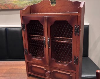 Vintage Wood Spice Cabinet | Vintage Wood Spice Rack | Vintage Apothecary Spice Cabinet