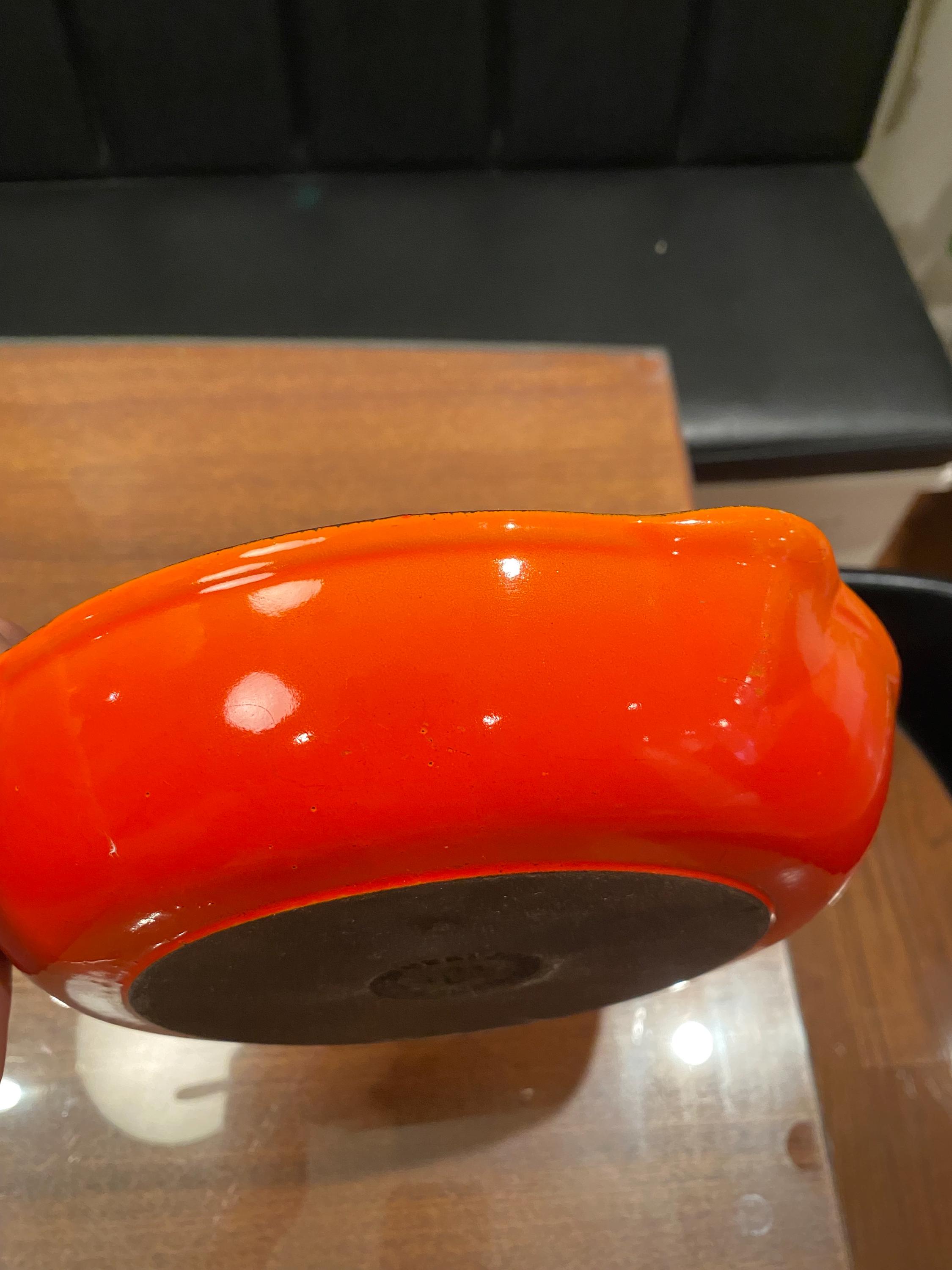 Vintage Le Creuset 23 Flame Orange Cast Iron Enamel Double