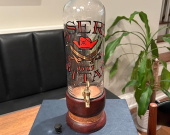 Vintage glass Italian liquor dispenser / vintage glass whiskey dispenser / man cave liquor dispenser