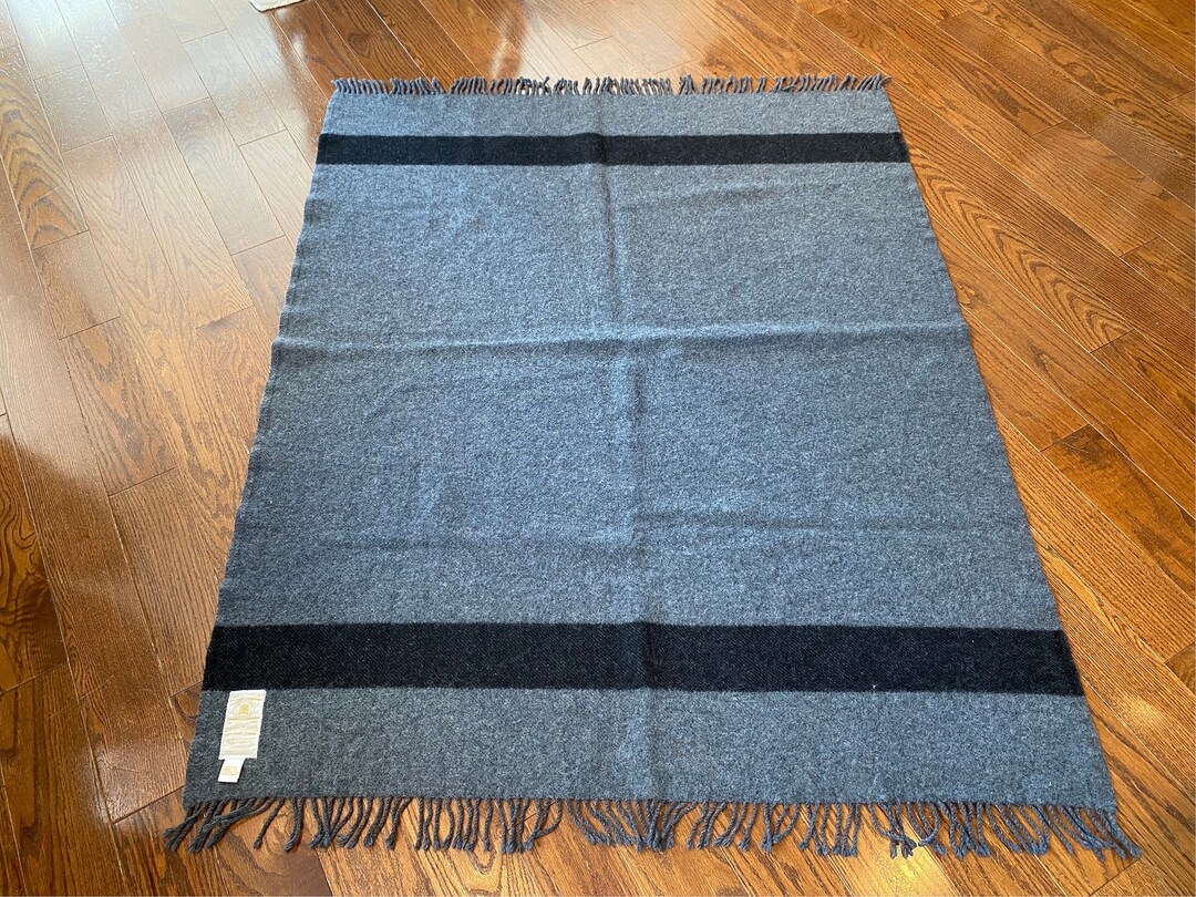 Vintage Hudsons Bay Grey and Black Trapper Blanket Throw Etsy