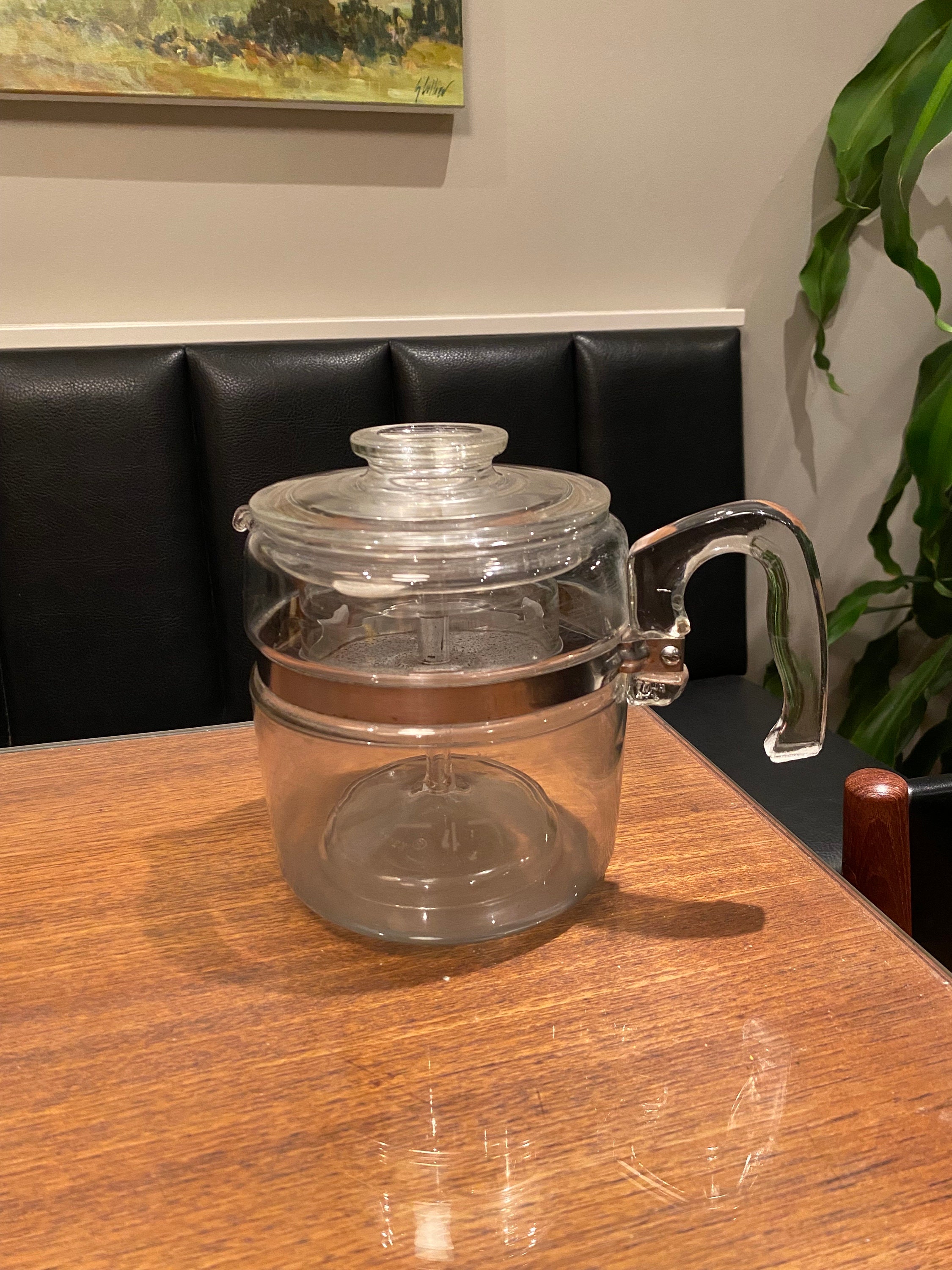 Pyrex 7756-B 6 Cup Glass Coffee Pot Percolator Vintage Stem Basket Lid