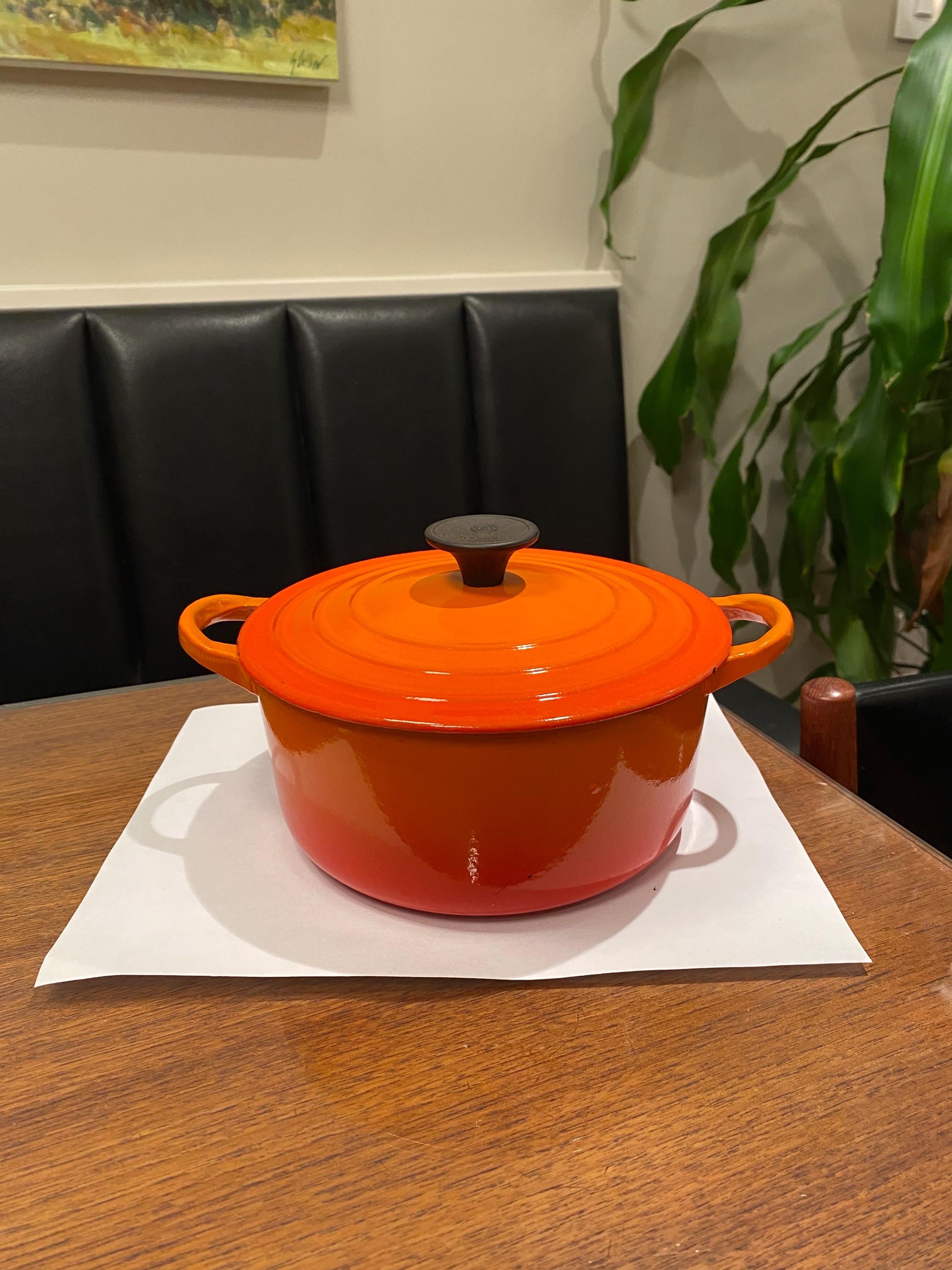Vintage Creuset Dutch Oven B Flame Orange Qt Enameled Cast Iron