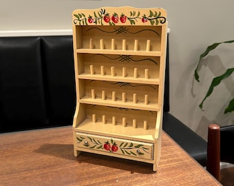 Vintage 4 tier thimble display shelf,  small Knick knacks or miniature display, vintage cubby shelf, Shadow Box, Thimble display box