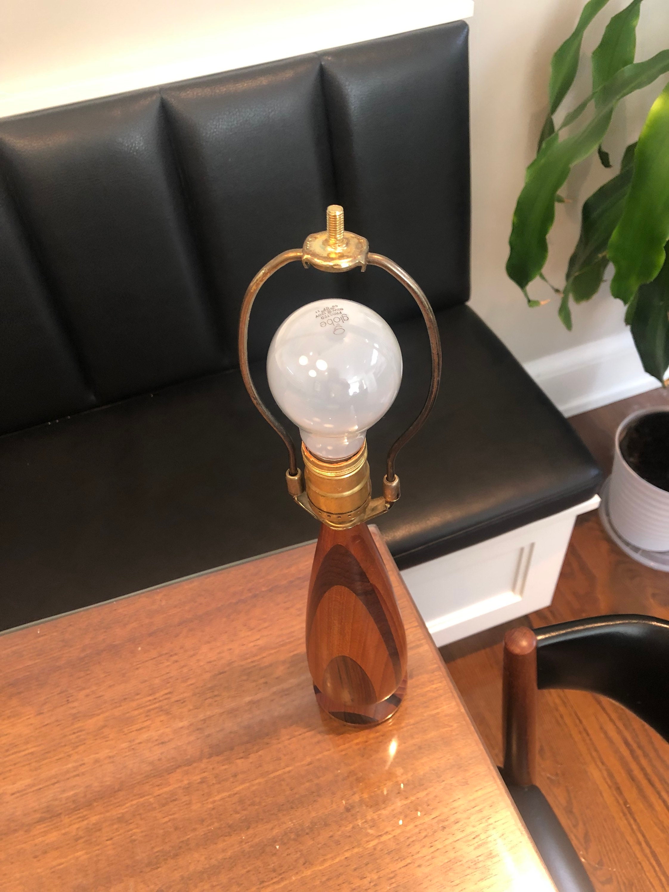 MCM Teak Table Lamp MCM Two Tone Teak Table Lamp Vintage - Etsy