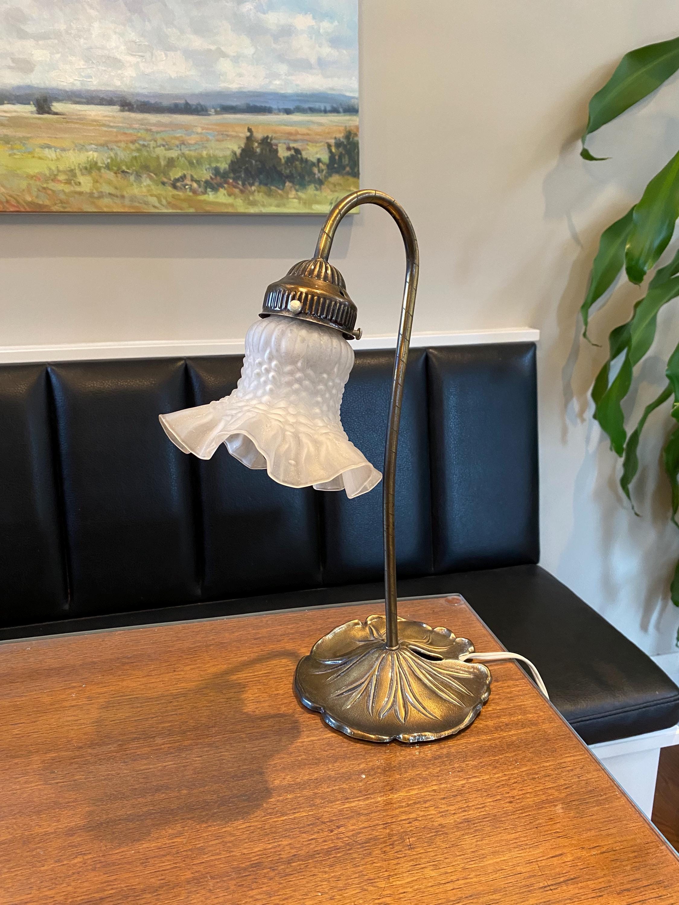 Pair of Vintage L&L WMC Loevsky Gooseneck Lily Pad Brass