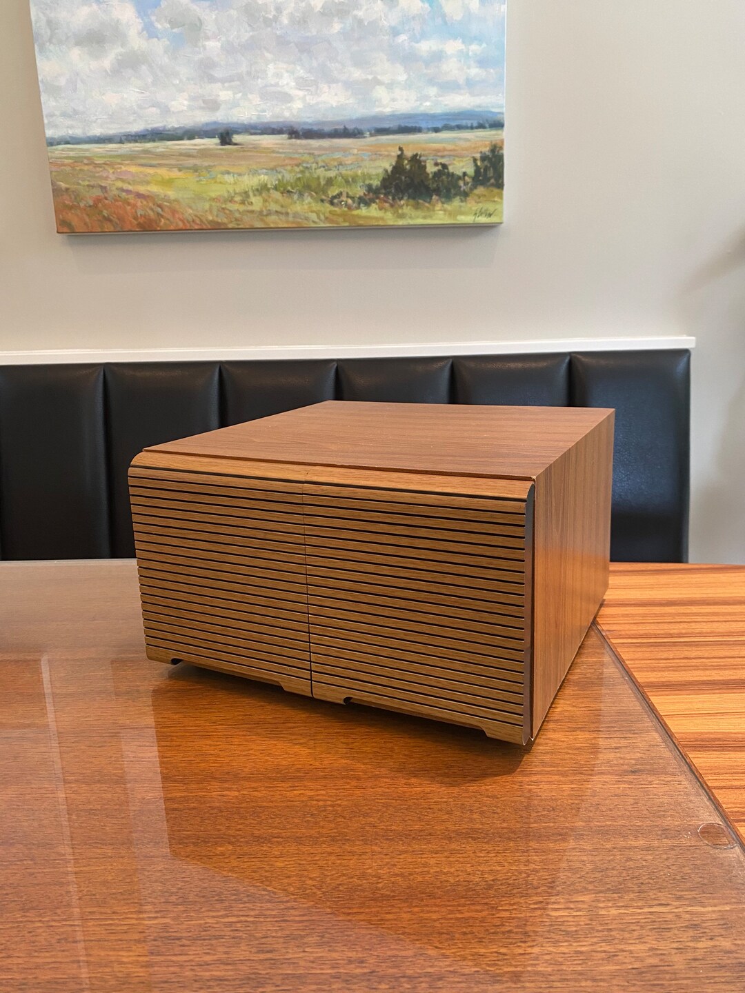 vintage-cd-compact-disc-storage-box-two-drawers-case-faux-wood-etsy