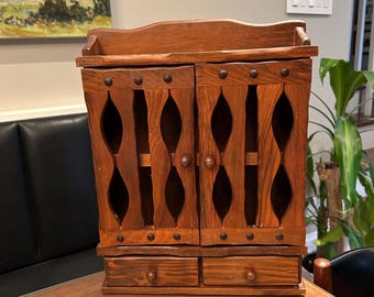 Vintage Wood Spice Cabinet | Vintage Wood Spice Rack | Vintage Apothecary Spice Cabinet