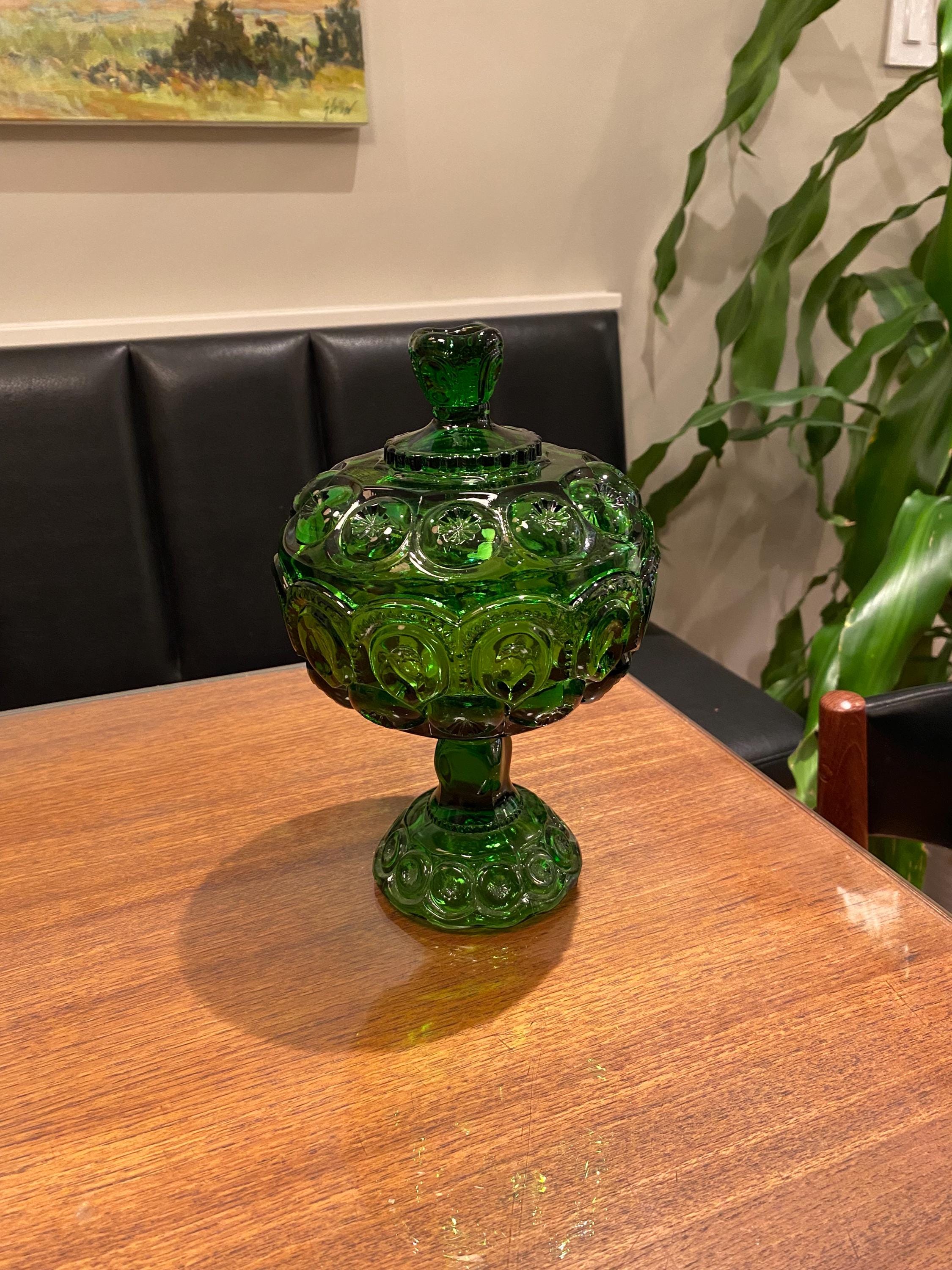 Vintage LE Smith Moon and Stars Greenbrier Avocado Pedestal 9 1/2