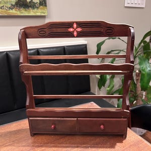 Vintage Wood Two Tier Apothecary Bottle Spice Rack | Vintage Wood Spice Rack Shelf
