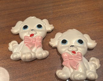 Set of 1972 vintage miller studios cat kitten chalkware  / vintage chalkware kitten wall art / vintage kitten cat wall decor