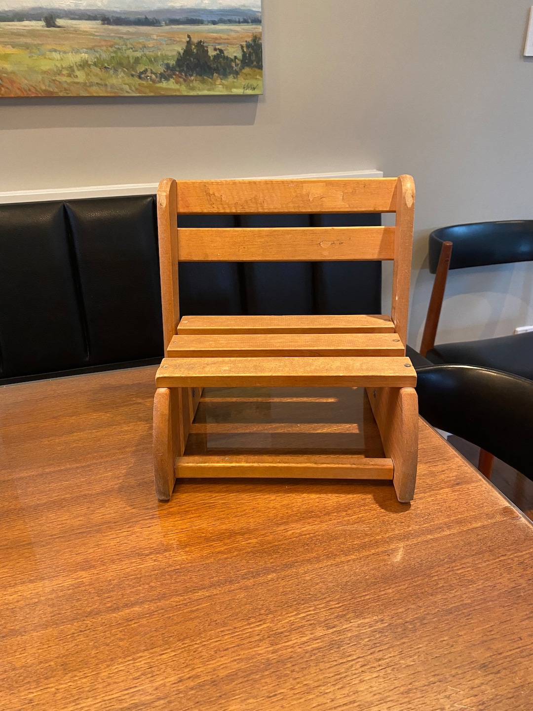 Vintage Stool Chair Step Stool Convertible Natural Wood Etsy