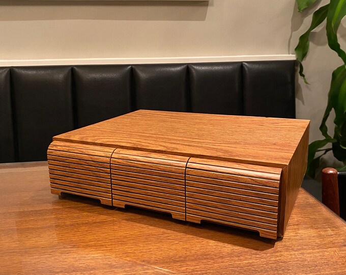 Vintage Faux Wood Cassette Tape Storage Drawers Stores 42 Cassettes