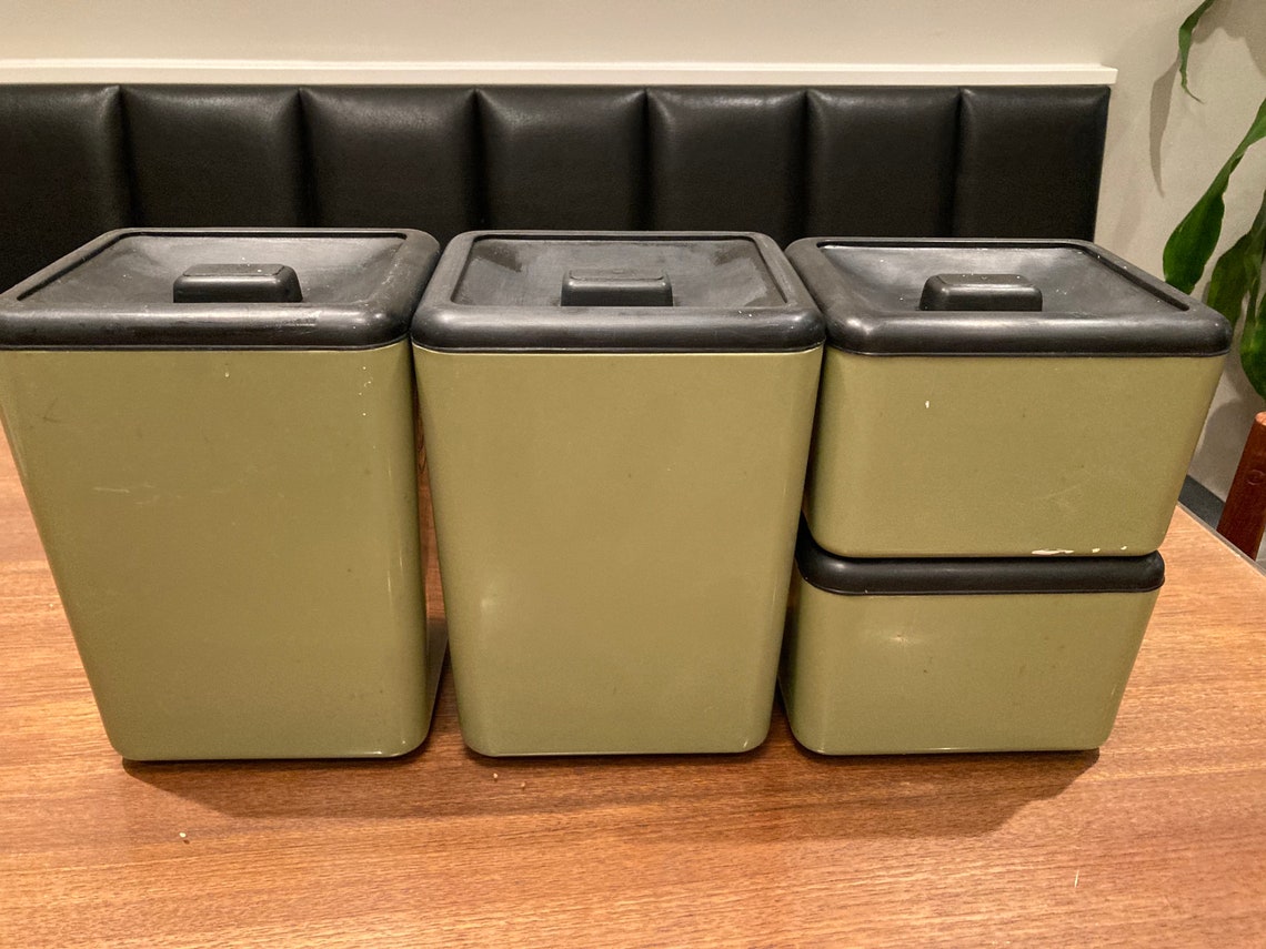 Vintage Retro Olive Green Canister Set of 4 From Beacon Etsy
