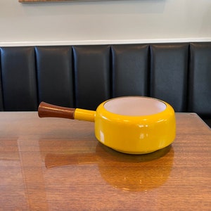Yellow Midcentury Dansk French Pot with Lid and Wood handle