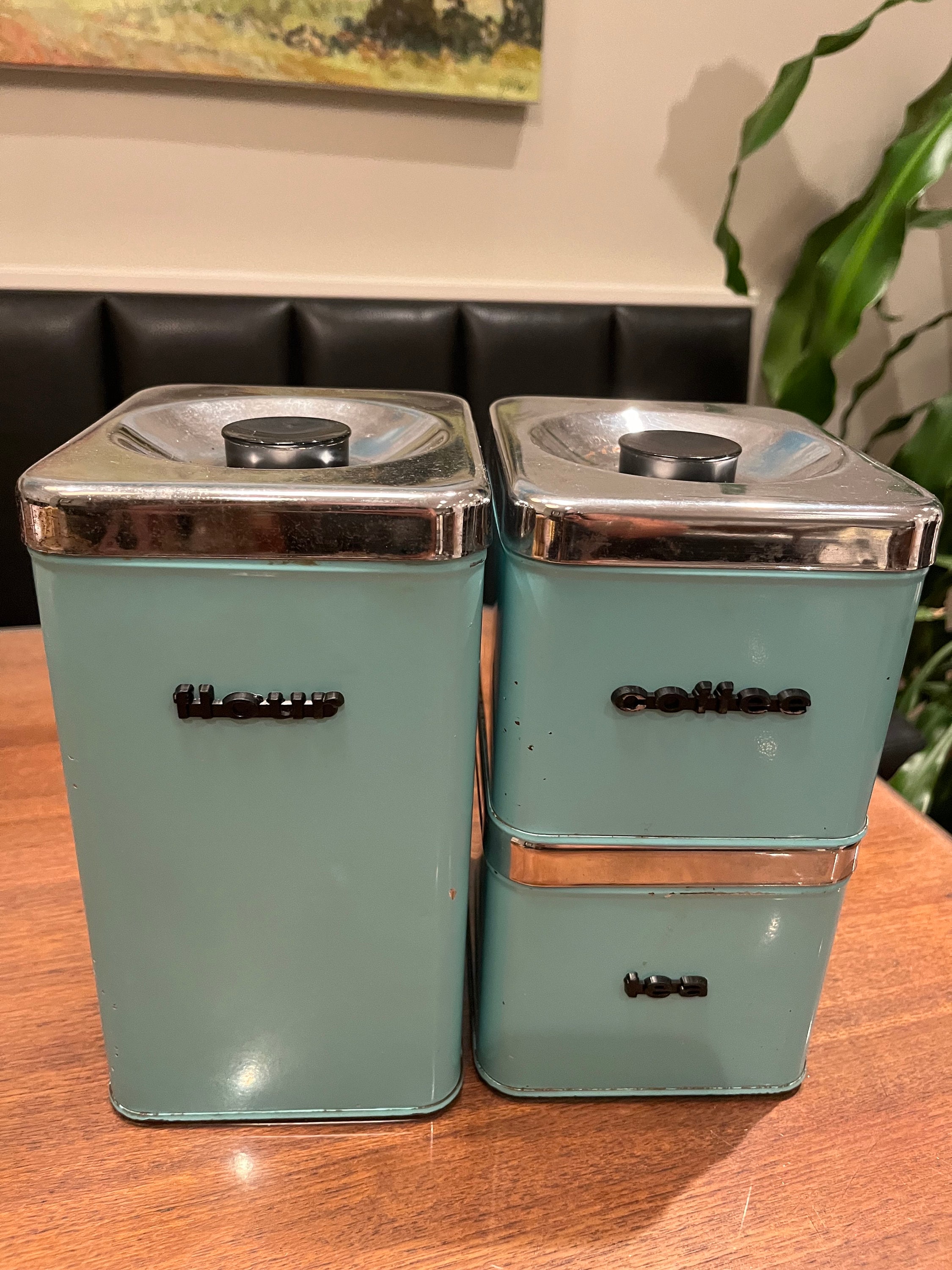 Set of 3 Stacking Vintage MCM Robin's Egg Blue / Turquoise