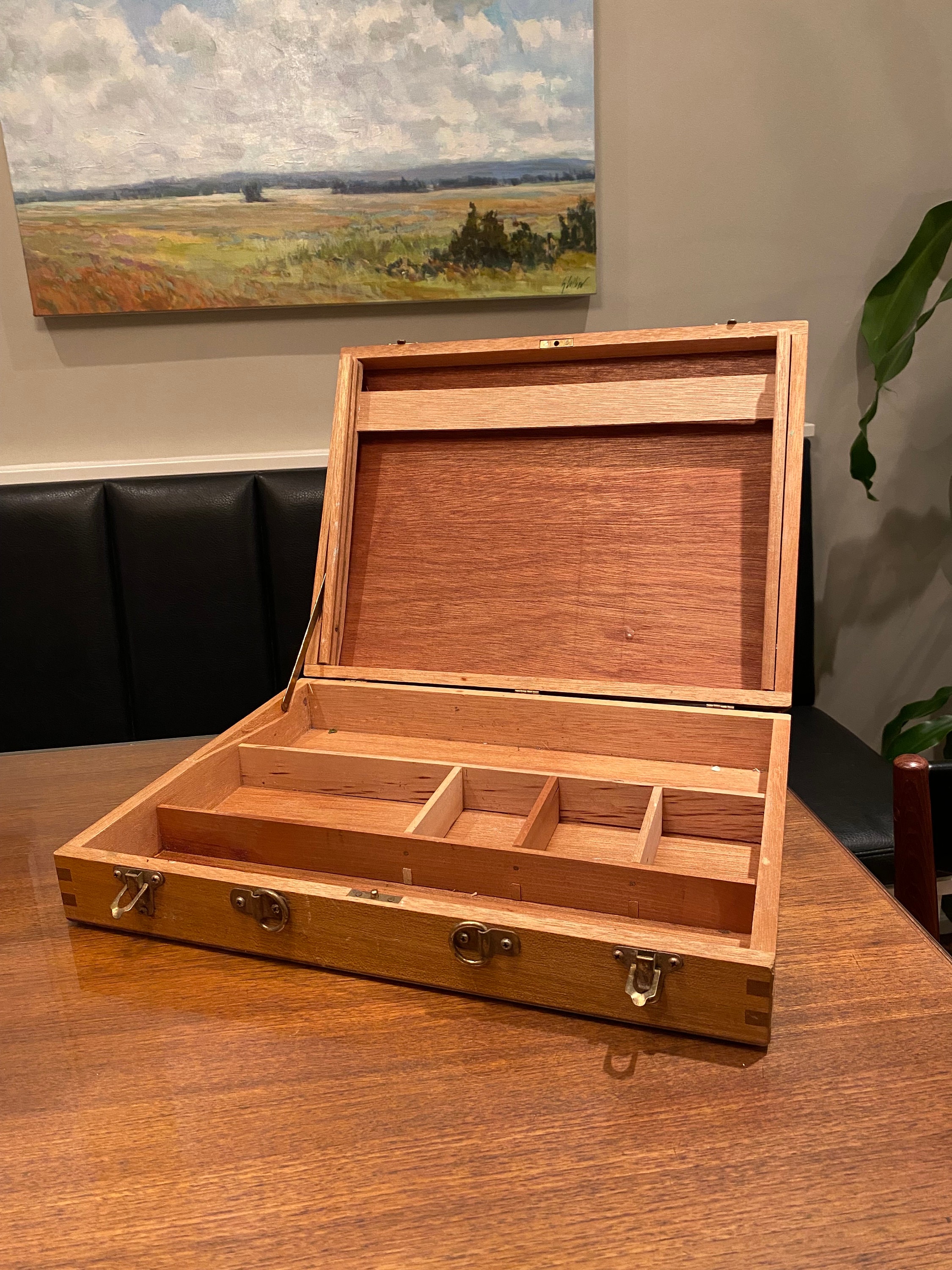 Large Beechwood Art Supply Storage Box