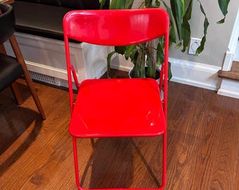 Vintage red orange Ikea Ted folding chair by Niels Gammelgaard