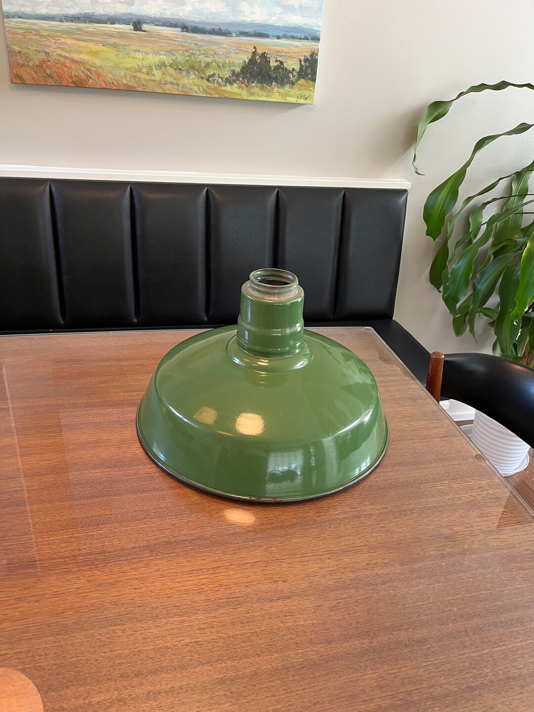 Vintage Enamel Large 16 Barn Green Light Fixture - Etsy