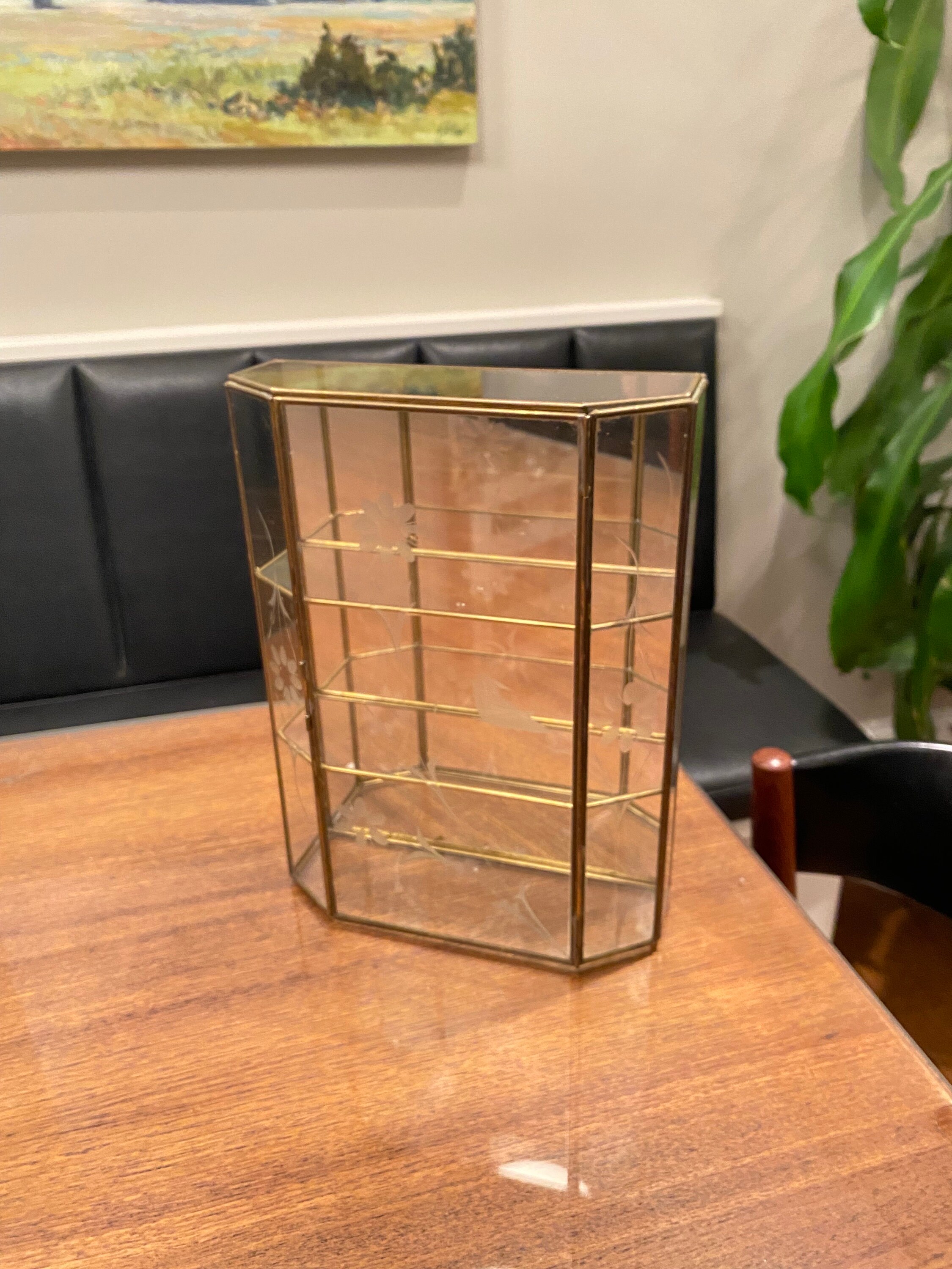 Brass and glass curio cabinet online