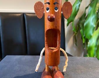 Funny vintage teakwood figure pipe cleaner man from the 60s figure decoration retro mid century shabby chic country house style
