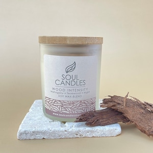 Wood Mahogany Teakwood | Soy Wax Blend Candle Gift | Essential Oils | Scented Candles