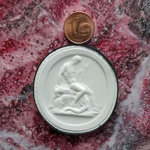 P216 Theseus with Minotaur after Canova Cameo Plaster Cast Intaglio