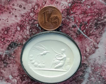 G58, Zeus and Leda, Intaglio, Cameo, Plaster cast, Mold signed