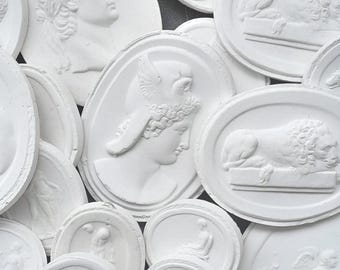 Camée Ancien En Plâtre Au Profil Masculin, époque XIXème Siècle, Décoration Vintage