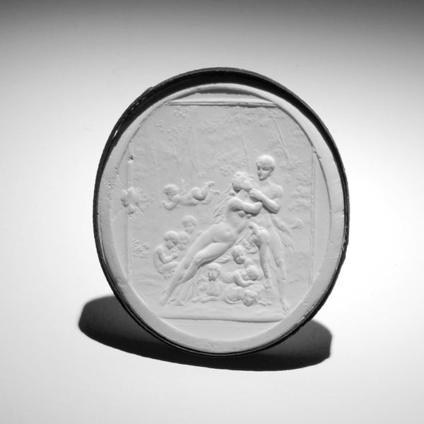 P133, Cupidon et psyché, chameau, empreinte plâtre, intaglio, déformation de la collection d’intaglios de James Tassie (1735-1799)