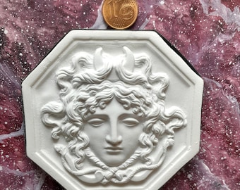 P162 Medusa octagonal huge intaglio cameo plaster cast