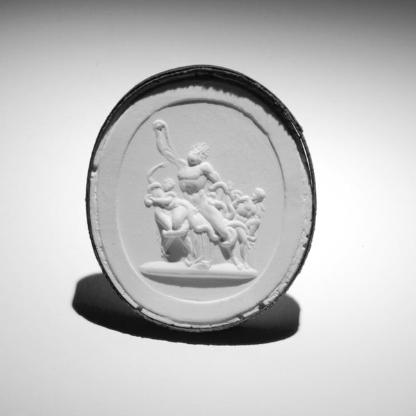 P137 Laocoon and the Snakes Cameo Plaster Cast Intaglio Reproduction of a Daktyliothek by Liberotti