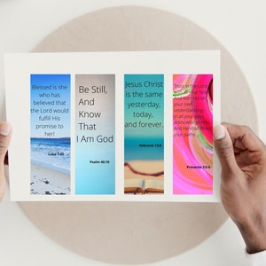 Printable Bible Verse Bookmarks, Set of 8, Digital Bookmarks