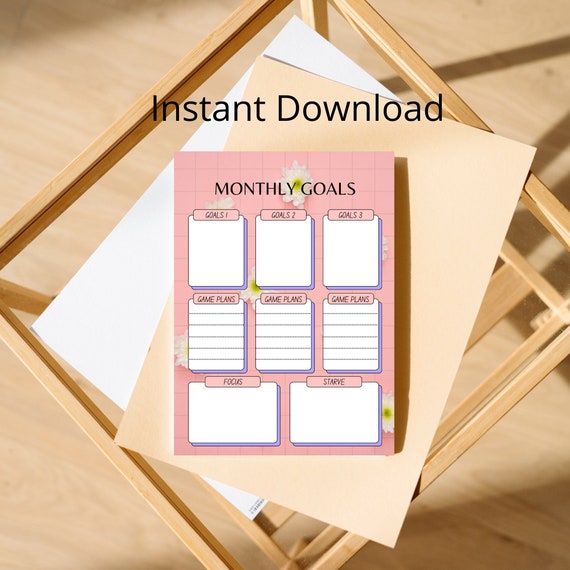 Monthly Goals Planner Printable - Etsy
