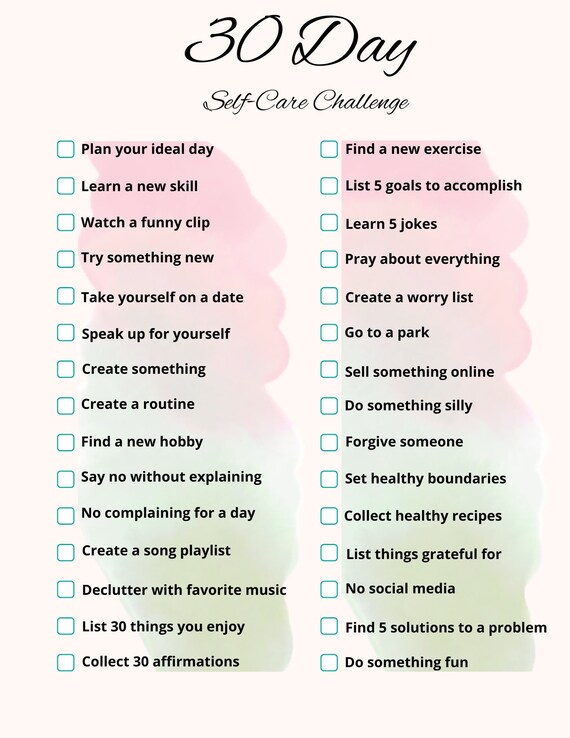 30 Day Self-Care Challenge l Self- Care Planner l Self-Care Journey