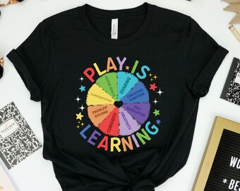 Spelen is leren leraar shirt, shirt gebaseerd leren, shirt voor peuter leraar, leraar T-shirt uniseks, shirt spelen, terug naar school cadeau Tee