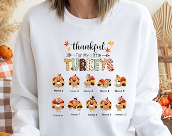 Thankful For My Little TurKeys Grandma, Custom Nana Little Turkey Shirt for Thanksgiving, Thanksgiving Grnadma Mimi Shirt Custom Turkey Tee