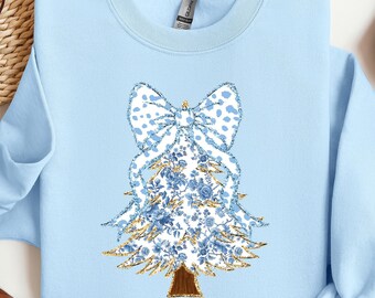 Grand millennial Coquette Christmas tree, christmas bow shirt Coquette Christmas Tree