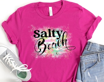 Salty Beach Shirt, Summer Shirt, Beach Party T-Shirt, Summer Vibes Shirt For Women, Palm Tshirt, Beach T Shirt, Hello summer shirt,Beach tee