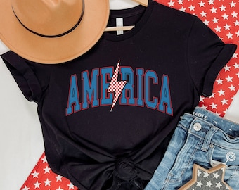 Camisa patriótica masculina da América, camisa feminina com bandeira dos EUA, 4 de julho, camiseta Dia da Independência, Dia dos Pais Patriótico, dotado americano