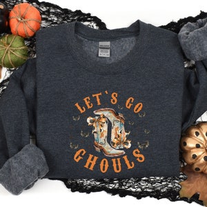 Lets Go Ghouls-sweater, Halloween-sweatshirt, Ghost Halloween-sweatshirt, grappige spooktrui, grappige retro Halloween-trui, Halloween