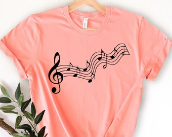 Muziek notities shirt, muziekliefhebber shirt, cadeau voor muziekliefhebbers, muziekleraar shirt, muziekliefhebbers geschenken, muziek tees, grafisch T-shirt