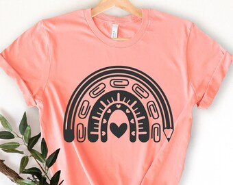 Teacher Life Rainbow Shirt, Teacher Pencils Rainbow Shirt, Personalized Teacher Shirt, Teacher Gift, Teacher Life Shirt, Cute Teacher