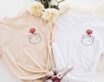 Rose Shirt, Red Rose Shirt, Rose Pocket Shirt, Red Rose Pocket Shirt, Women’s Shirts, Flower Shirt, Rose Lover Shirt, Trendy shirt, Best Tee
