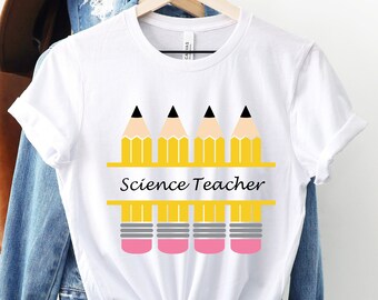カスタム教師シャツ、あなたの名前がここにあるTシャツ、教師への贈り物、ペンシルシャツ、新学期の贈り物、教師チームTシャツ、新学期初日Tシャツ