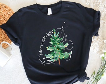 Christmas Shirts, Merry and Bright Shirt, Christmas Tree, Christmas Tshirt, Holiday Shirt, Christmas Shirt, Merry and Bright, Christmas Tee