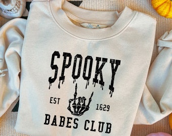 Camiseta Spooky Babes Club, camiseta de mujer fantasma, sudor de damas de Halloween, regalo para mujeres, temporada espeluznante, camiseta del 31 de octubre